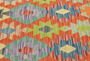 Multicolored Geometric Reversible 3X10 Kilim Oriental Runner Rug