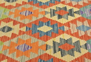 Multicolored Geometric Reversible 3X10 Kilim Oriental Runner Rug