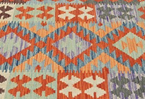 Multicolored Geometric Reversible 3X10 Kilim Oriental Runner Rug