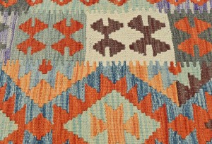 Multicolored Geometric Reversible 3X10 Kilim Oriental Runner Rug