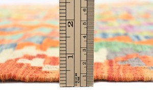 Multicolored Geometric Reversible 3X10 Kilim Oriental Runner Rug