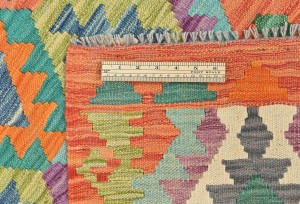 Multicolored Geometric Reversible 3X10 Kilim Oriental Runner Rug