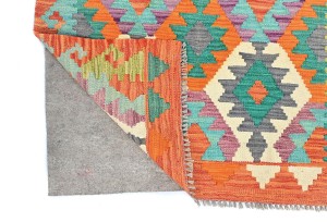 Multicolored Geometric Reversible 3X10 Kilim Oriental Runner Rug