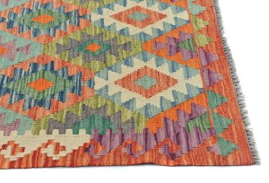 Multicolored Geometric Reversible 3X10 Kilim Oriental Runner Rug