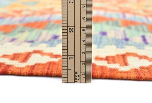 Multicolored Geometric Reversible 3X13 Kilim Oriental Runner Rug