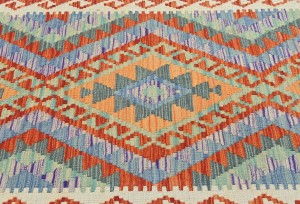 Multicolored Geometric Reversible 3X13 Kilim Oriental Runner Rug