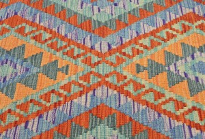 Multicolored Geometric Reversible 3X13 Kilim Oriental Runner Rug