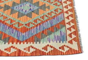 Multicolored Geometric Reversible 3X13 Kilim Oriental Runner Rug