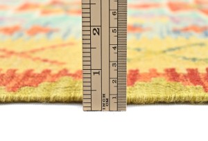 Multicolored Geometric Reversible 2'8X13'5 Kilim Oriental Runner Rug