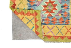 Multicolored Geometric Reversible 2'8X13'5 Kilim Oriental Runner Rug