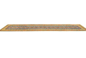 Multicolored Geometric Reversible 2'8X13'5 Kilim Oriental Runner Rug