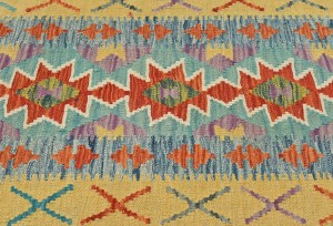 Multicolored Geometric Reversible 2'8X13'5 Kilim Oriental Runner Rug