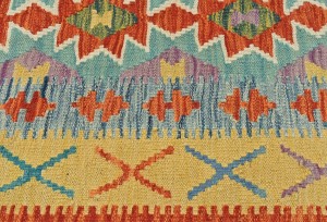 Multicolored Geometric Reversible 2'8X13'5 Kilim Oriental Runner Rug