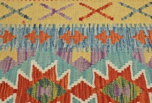 Multicolored Geometric Reversible 2'8X13'5 Kilim Oriental Runner Rug