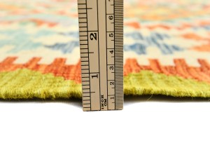 Multicolored Geometric Reversible 3X13 Kilim Oriental Runner Rug