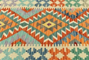 Multicolored Geometric Reversible 3X13 Kilim Oriental Runner Rug
