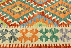 Multicolored Geometric Reversible 3X13 Kilim Oriental Runner Rug