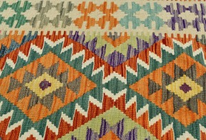 Multicolored Geometric Reversible 3X13 Kilim Oriental Runner Rug