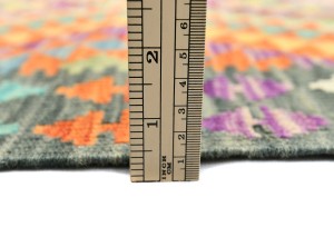 Multicolored Geometric Reversible 3X13 Kilim Oriental Runner Rug