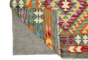 Multicolored Geometric Reversible 3X13 Kilim Oriental Runner Rug