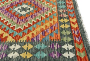 Multicolored Geometric Reversible 3X13 Kilim Oriental Runner Rug