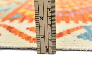 Multicolored Geometric Reversible 3X16 Kilim Oriental Runner Rug