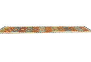 Multicolored Geometric Reversible 3X16 Kilim Oriental Runner Rug
