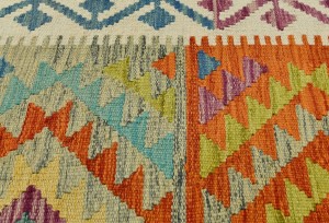 Multicolored Geometric Reversible 3X16 Kilim Oriental Runner Rug