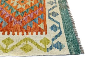 Multicolored Geometric Reversible 3X16 Kilim Oriental Runner Rug