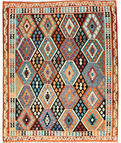 Multicolored Geometric Reversible 8X10 Kilim Oriental Rug