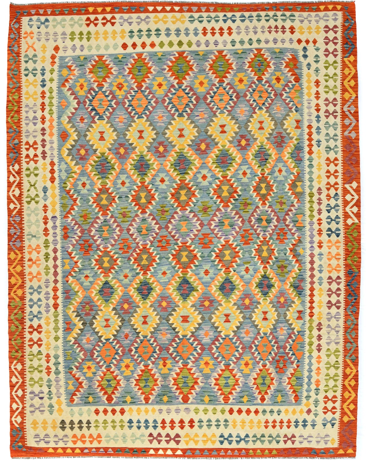 Multicolored Geometric Reversible 10X13 Kilim Oriental Rug