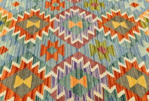 Multicolored Geometric Reversible 10X13 Kilim Oriental Rug