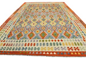 Multicolored Geometric Reversible 10X13 Kilim Oriental Rug