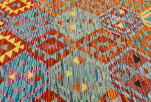 Multicolored Geometric Reversible 10X13 Kilim Oriental Rug
