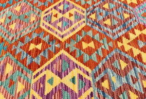 Multicolored Geometric Reversible 10X13 Kilim Oriental Rug