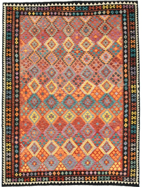 Multicolored Geometric Reversible 10X13 Kilim Oriental Rug