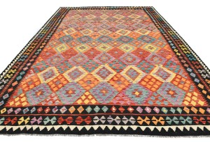 Multicolored Geometric Reversible 10X13 Kilim Oriental Rug