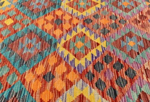 Multicolored Geometric Reversible 10X13 Kilim Oriental Rug