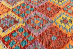 Multicolored Geometric Reversible 10X13 Kilim Oriental Rug