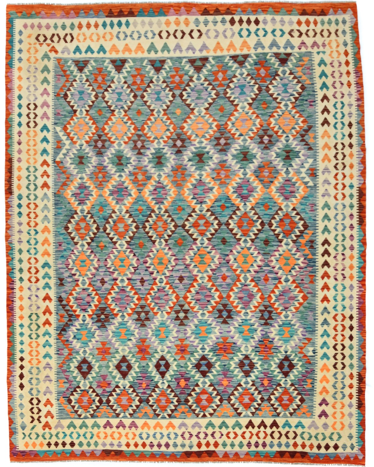 Multicolored Geometric Reversible 10X13 Kilim Oriental Rug