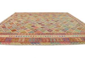 Multicolored Geometric Reversible 12X16 Kilim Oriental Rug