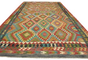 Multicolored Geometric Reversible 11X16 Kilim Oriental Rug
