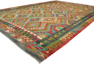 Multicolored Geometric Reversible 11X16 Kilim Oriental Rug