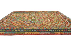 Multicolored Geometric Reversible 11X16 Kilim Oriental Rug