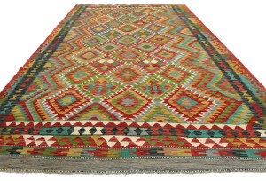 Multicolored Geometric Reversible 11X16 Kilim Oriental Rug