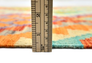 Multicolored Geometric Reversible 3X13 Kilim Oriental Runner Rug