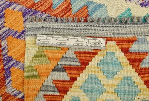 Multicolored Geometric Reversible 3X13 Kilim Oriental Runner Rug