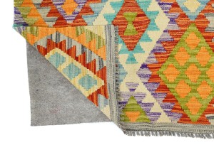 Multicolored Geometric Reversible 3X13 Kilim Oriental Runner Rug
