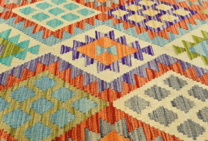 Multicolored Geometric Reversible 3X13 Kilim Oriental Runner Rug