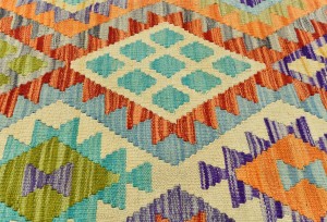 Multicolored Geometric Reversible 3X13 Kilim Oriental Runner Rug